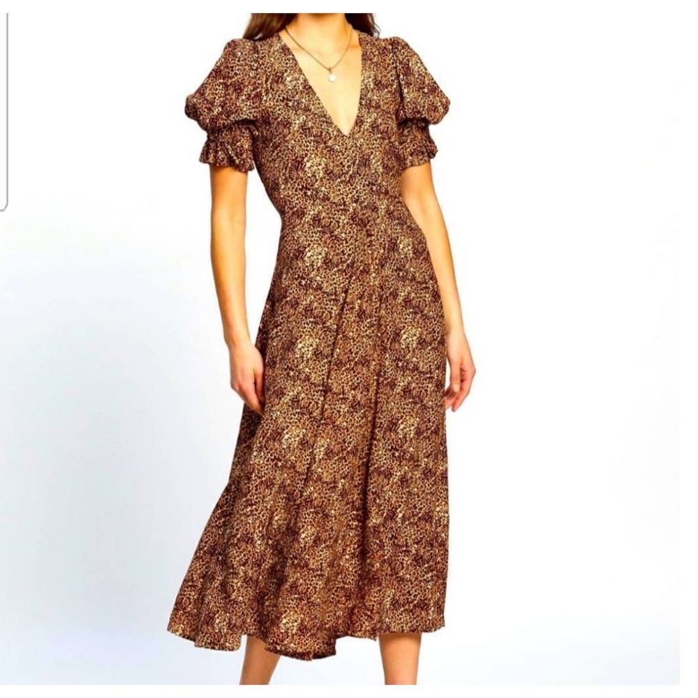 Faithfull the Brand Maggie Leopard Dress sz 2